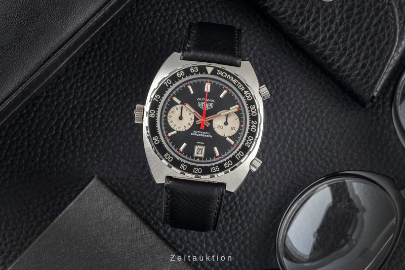 Heuer Autavia chronograph steel automatic men's watch 11063 Vintage [2603942]