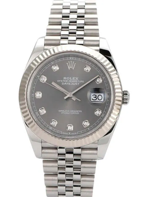 Rolex Datejust 41 Edelstahl Weißgold 126334 Rhodium Diamant Jubile-Band