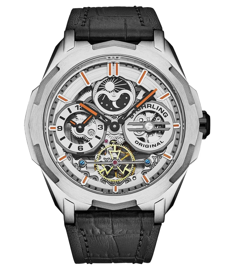 Stührling Dual Time 1012 Automatic Navigator 46mm Skeleton