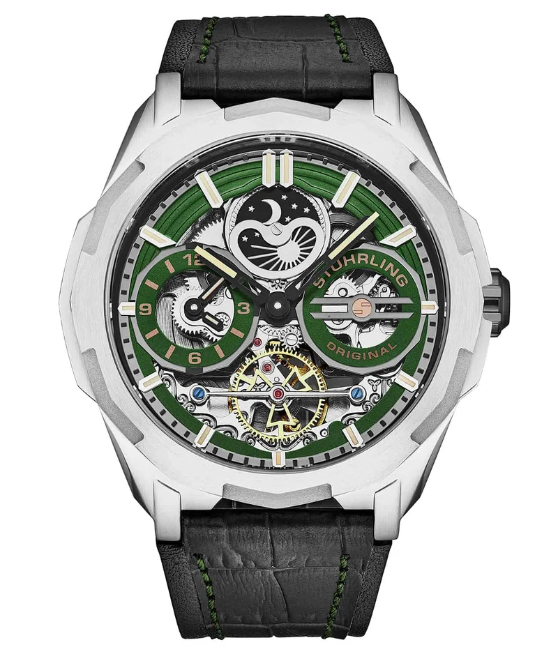 Stührling Dual Time 1012 Automatic Navigator 46mm Skeleton