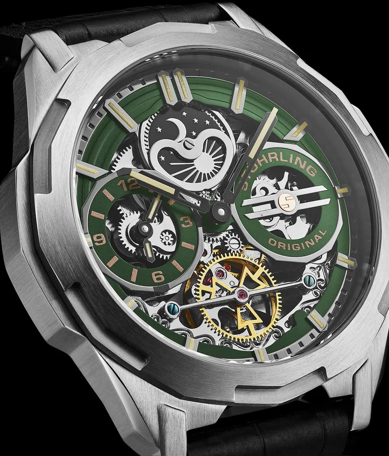 Stührling Dual Time 1012 Automatic Navigator 46mm Skeleton