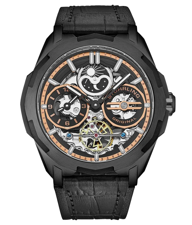 Stührling Dual Time 1012 Automatic Navigator 46mm Skeleton