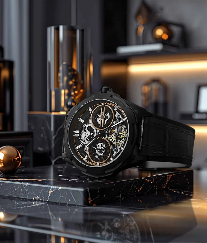 Stührling Dual Time 1012 Automatic Navigator 46mm Skeleton