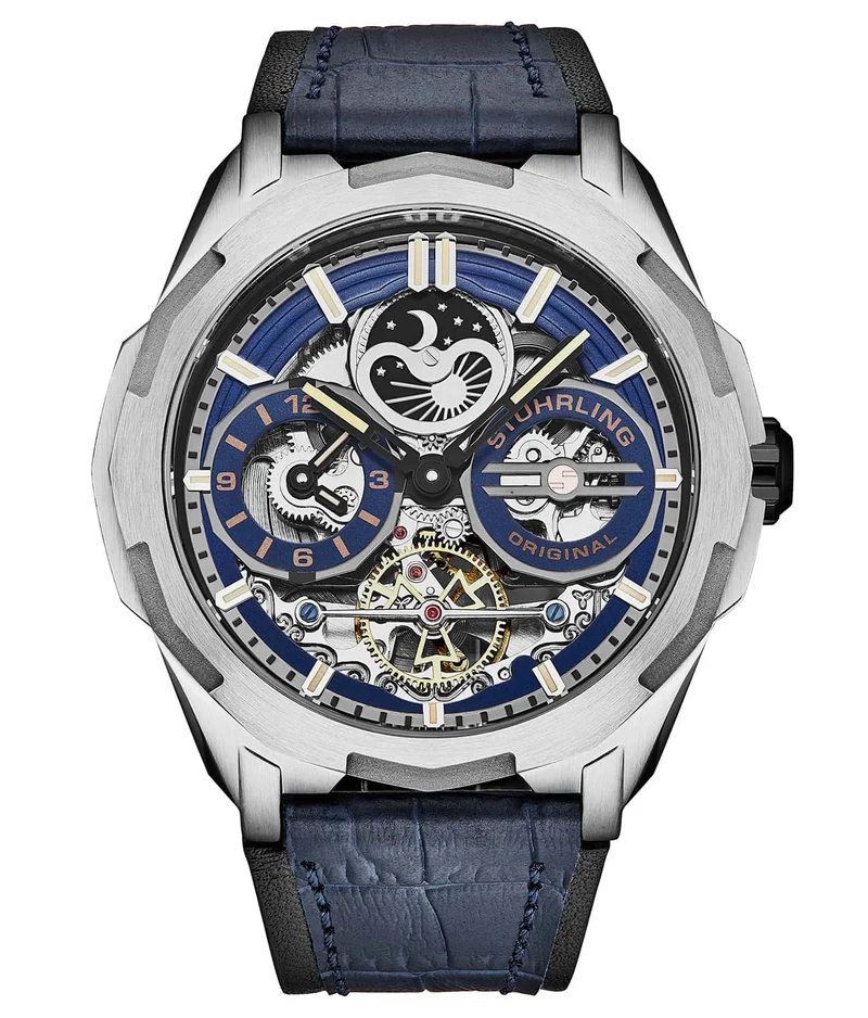 Stührling Dual Time 1012 Automatic Navigator 46mm Skeleton