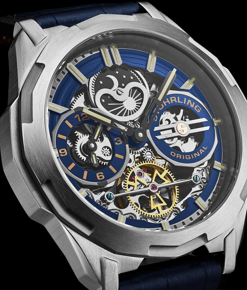 Stührling Dual Time 1012 Automatic Navigator 46mm Skeleton