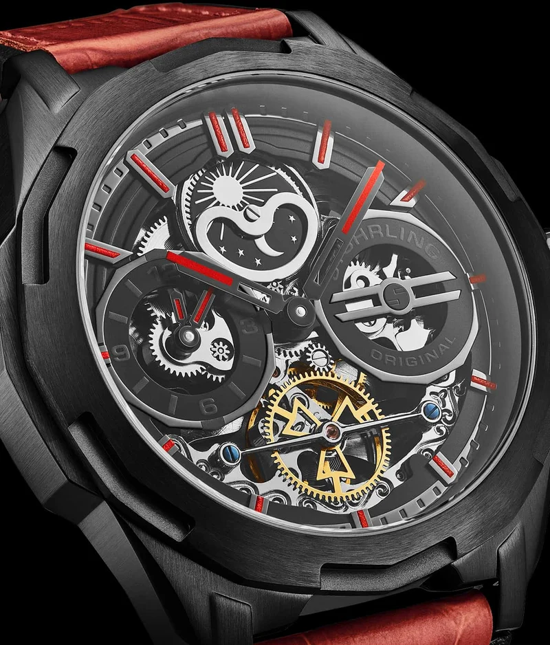 Stührling Dual Time 1012 Automatic Navigator 46mm Skeleton