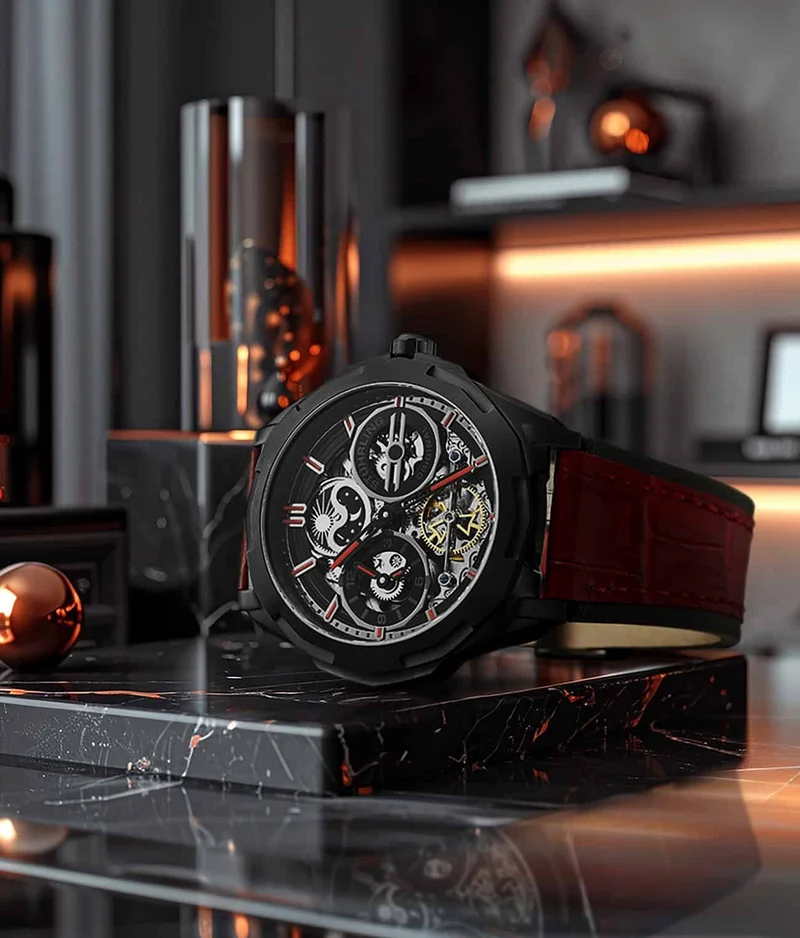 Stührling Dual Time 1012 Automatic Navigator 46mm Skeleton