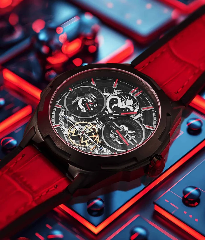 Stührling Dual Time 1012 Automatic Navigator 46mm Skeleton
