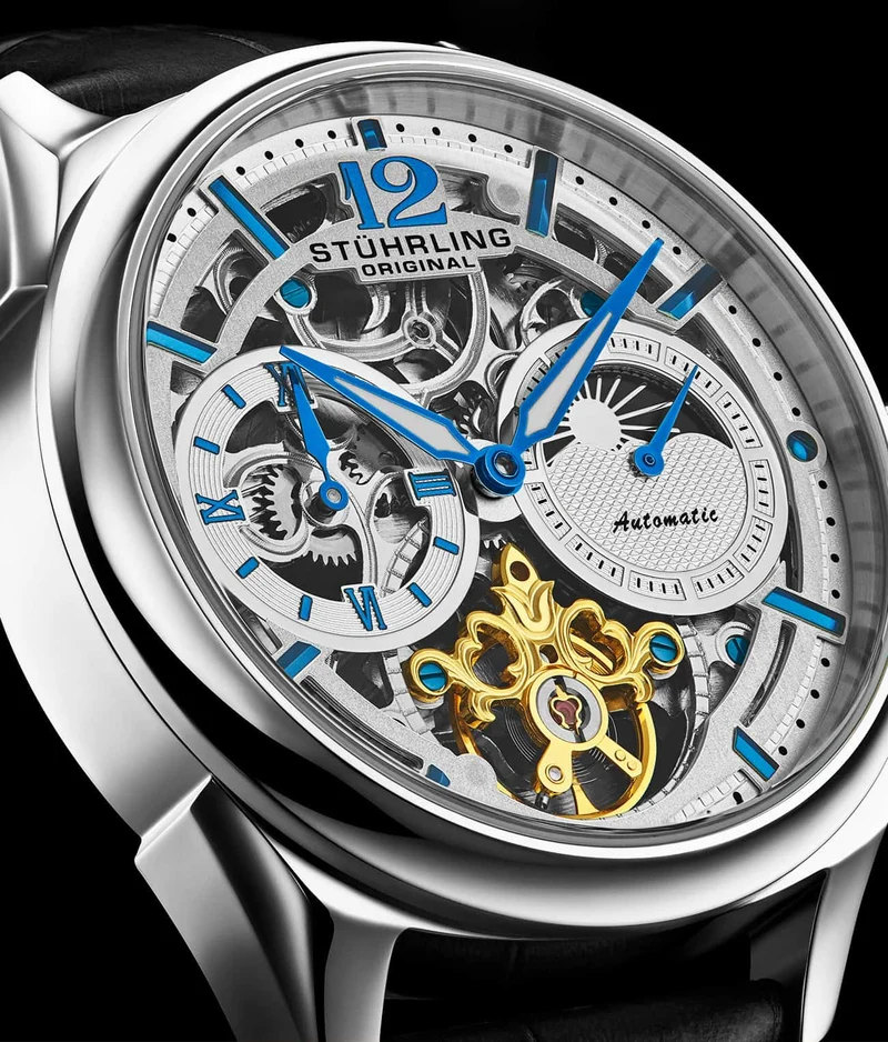 Stührling Vanguard 1019 Dual Time Automatic 42mm Skeleton