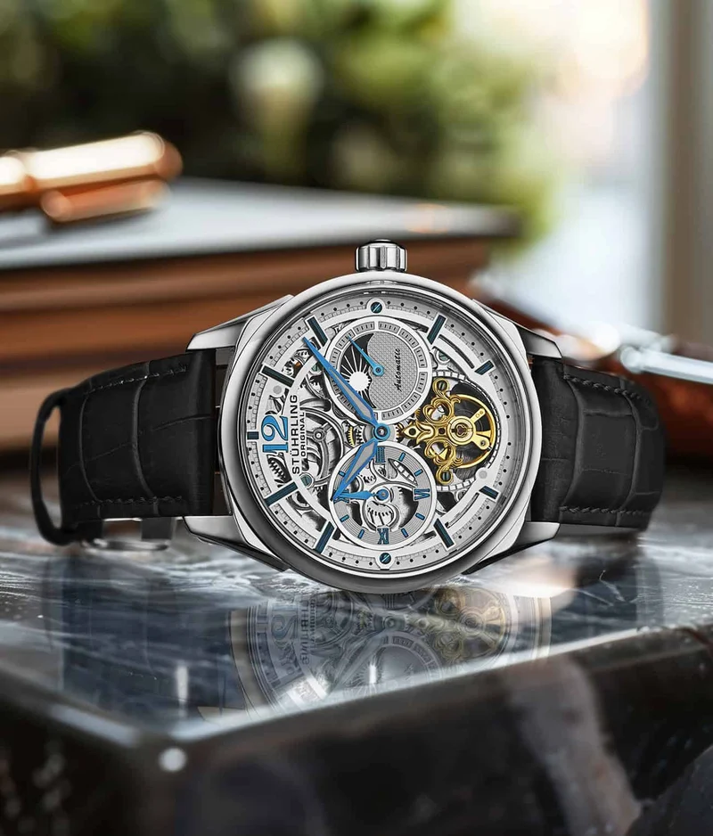 Stührling Vanguard 1019 Dual Time Automatic 42mm Skeleton