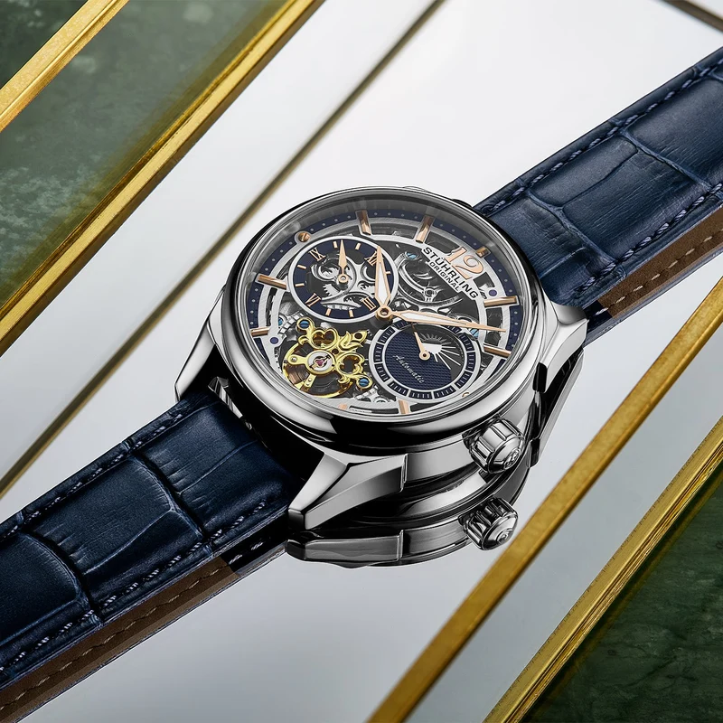 Stührling Vanguard 1019 Dual Time Automatic 42mm Skeleton