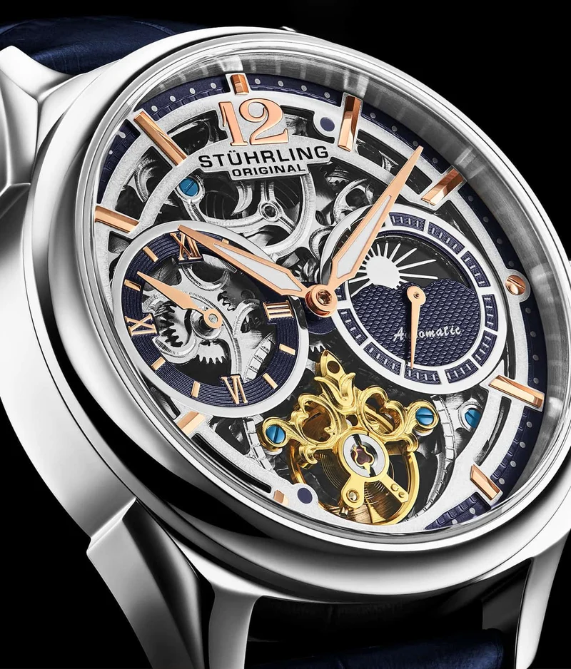 Stührling Vanguard 1019 Dual Time Automatic 42mm Skeleton
