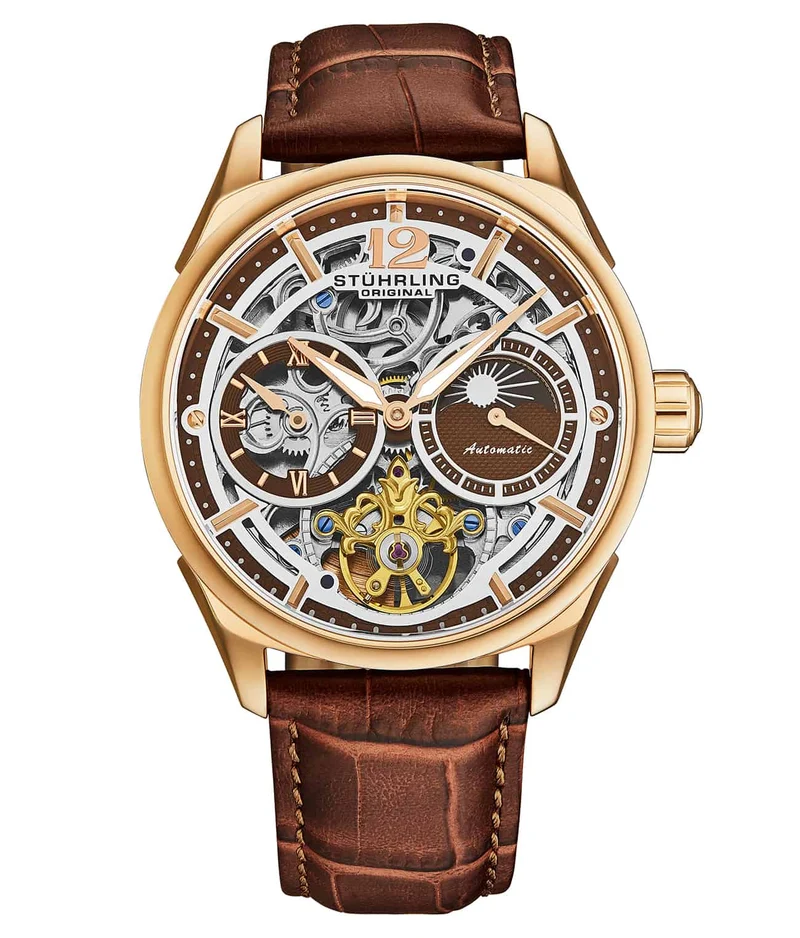Stührling Vanguard 1019 Dual Time Automatic 42mm Skeleton