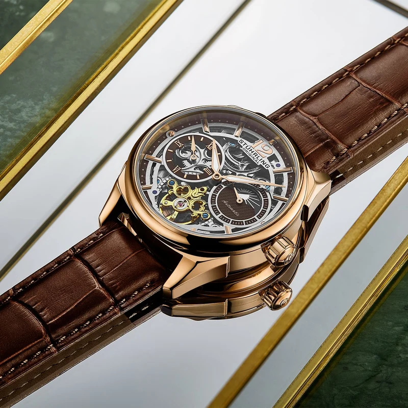 Stührling Vanguard 1019 Dual Time Automatic 42mm Skeleton