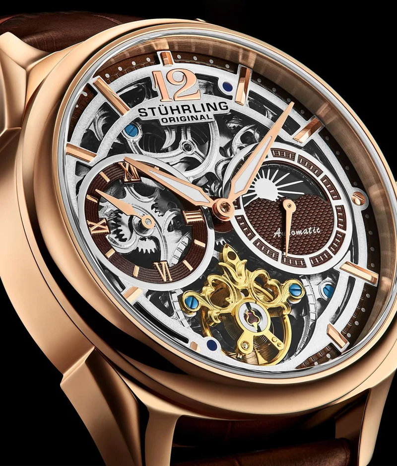 Stührling Vanguard 1019 Dual Time Automatic 42mm Skeleton
