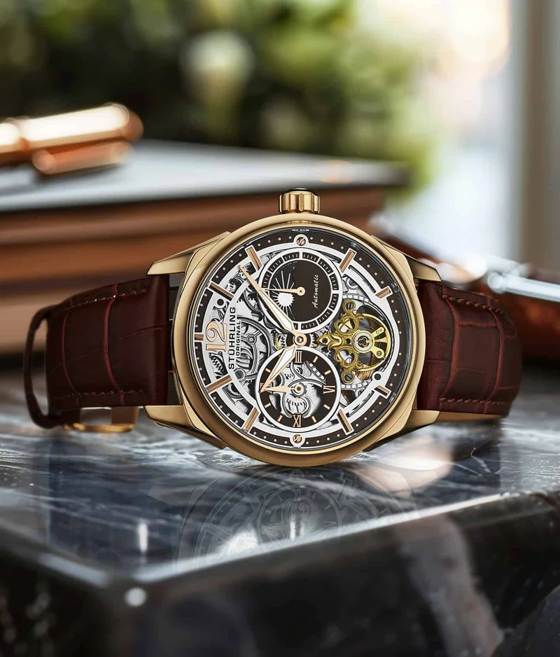 Stührling Vanguard 1019 Dual Time Automatic 42mm Skeleton