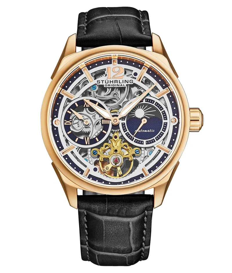 Stührling Vanguard 1019 Dual Time Automatic 42mm Skeleton