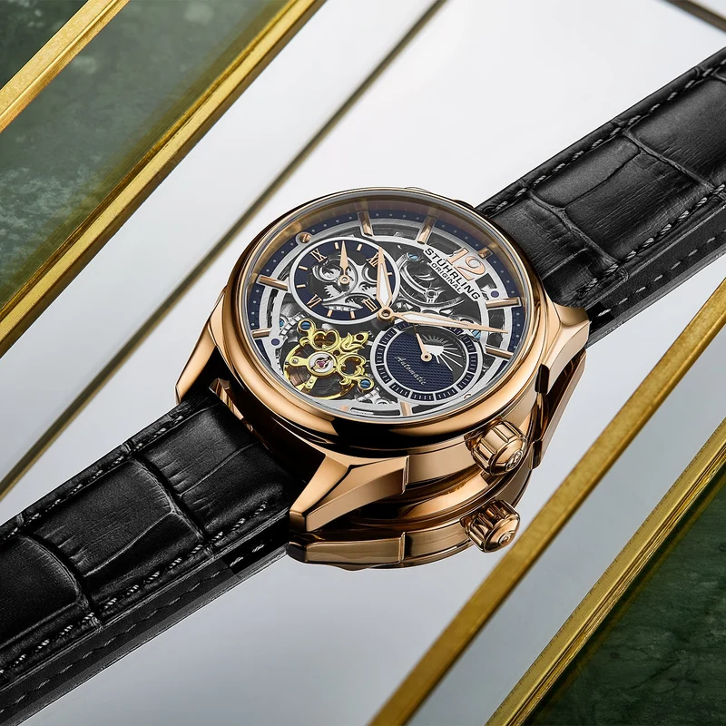 Stührling Vanguard 1019 Dual Time Automatic 42mm Skeleton