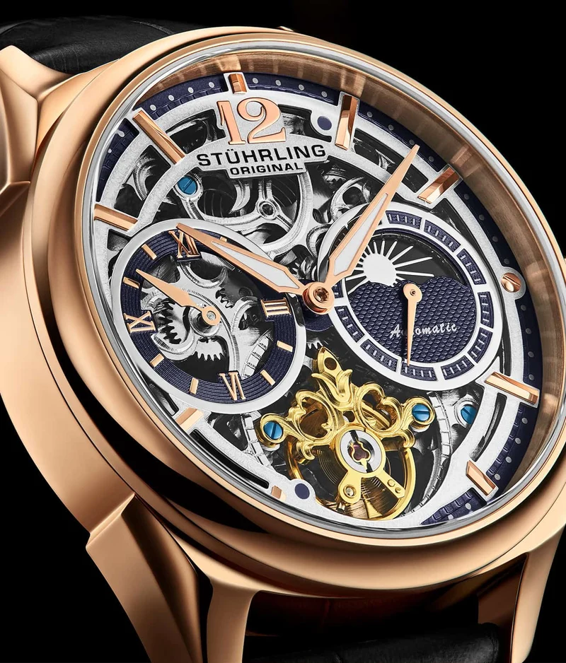 Stührling Vanguard 1019 Dual Time Automatic 42mm Skeleton