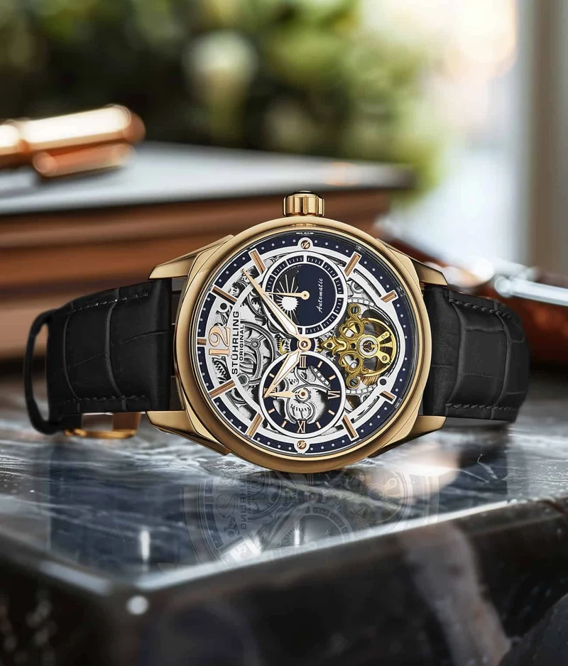 Stührling Vanguard 1019 Dual Time Automatic 42mm Skeleton