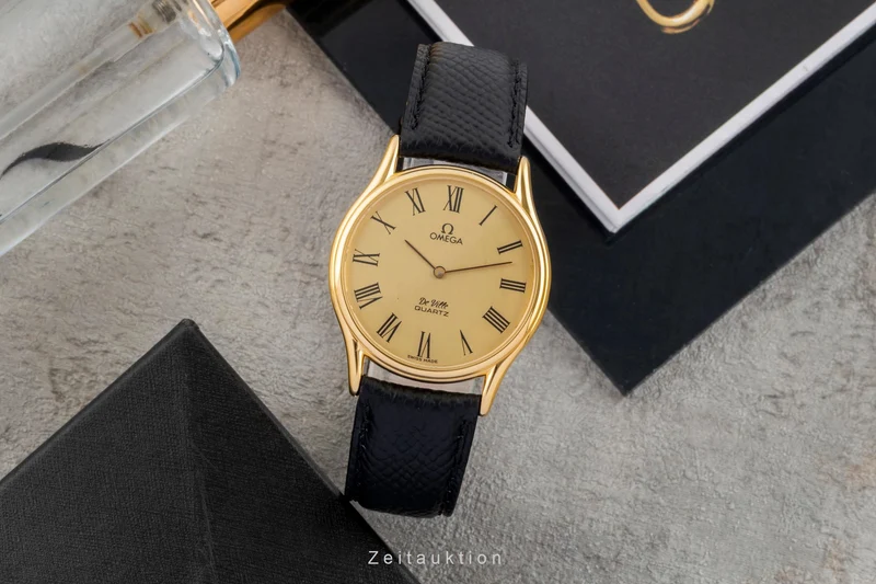 Omega De Ville gilt-brass quartz men's watch 191.0077 Vintage [2603877]