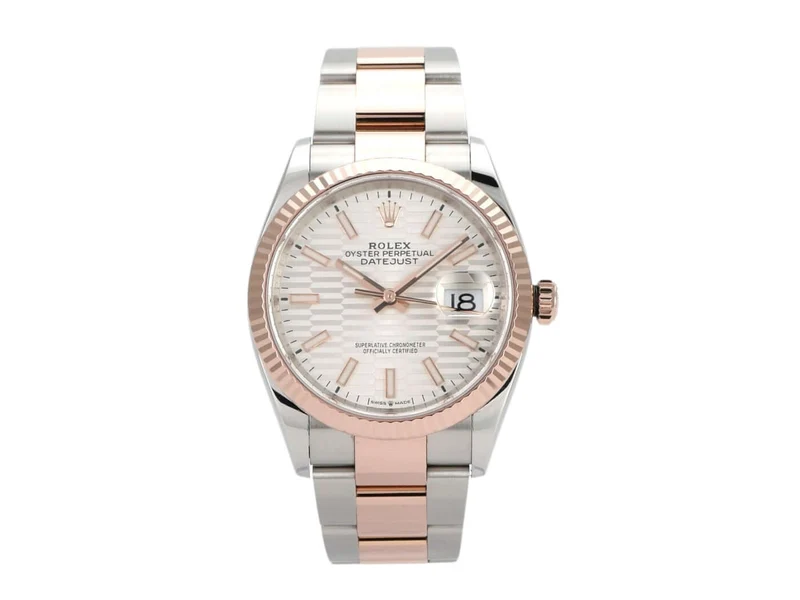 Rolex Datejust 36 Oystersteel Everose-Gold 126231 Silber Riffelmuster