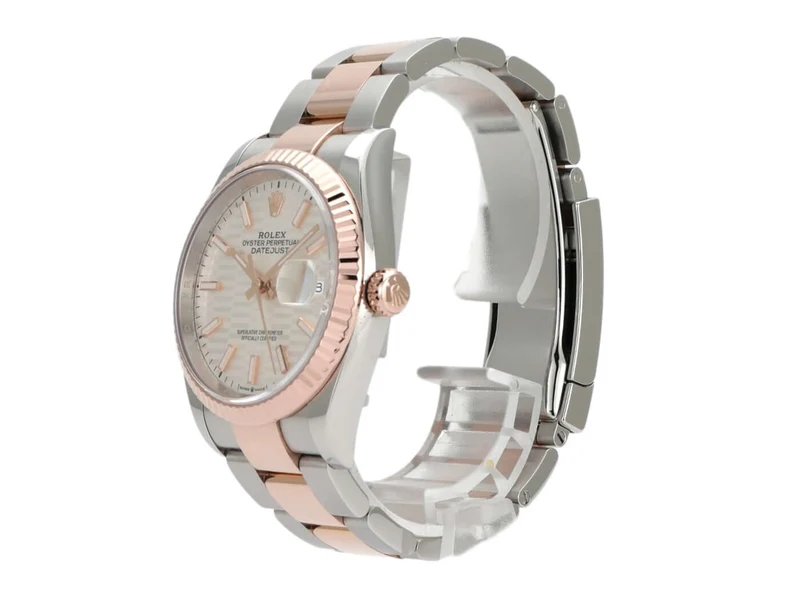 Rolex Datejust 36 Oystersteel Everose-Gold 126231 Silber Riffelmuster
