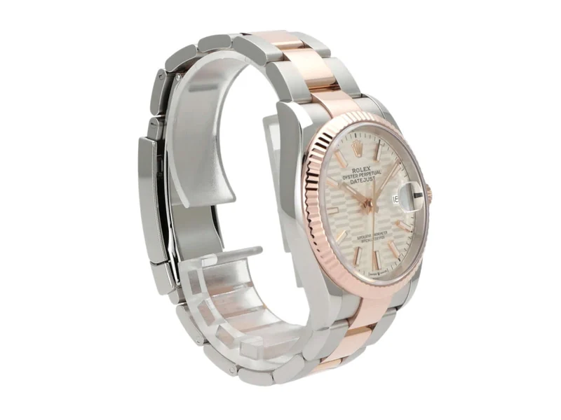 Rolex Datejust 36 Oystersteel Everose-Gold 126231 Silber Riffelmuster