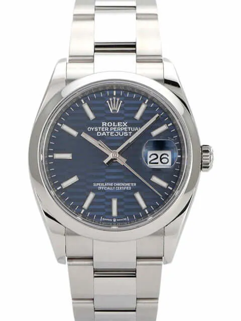 Rolex Datejust 36 Oystersteel 126200 Blau Riffelmuster