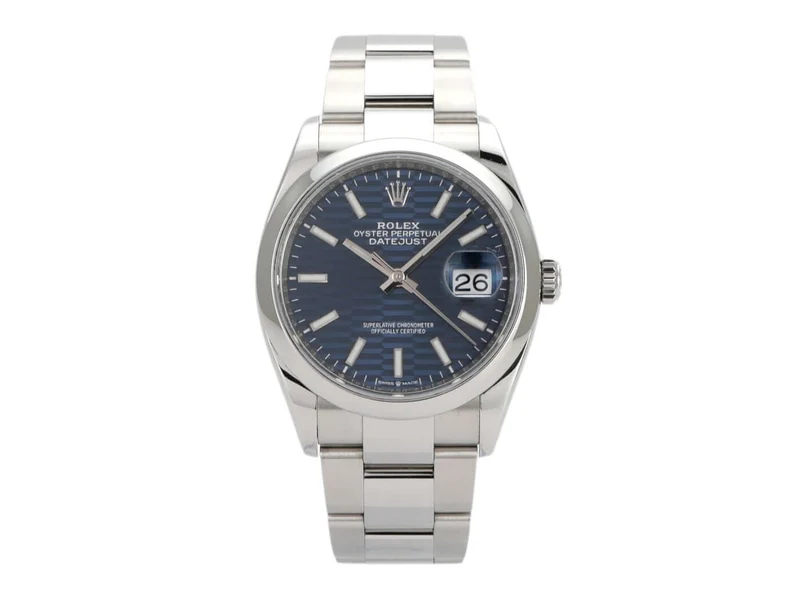 Rolex Datejust 36 Oystersteel 126200 Blau Riffelmuster