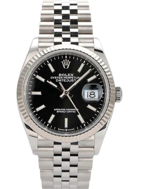 Rolex Datejust 36 Oystersteel Weißgold 126234 Schwarz Jubile-Band