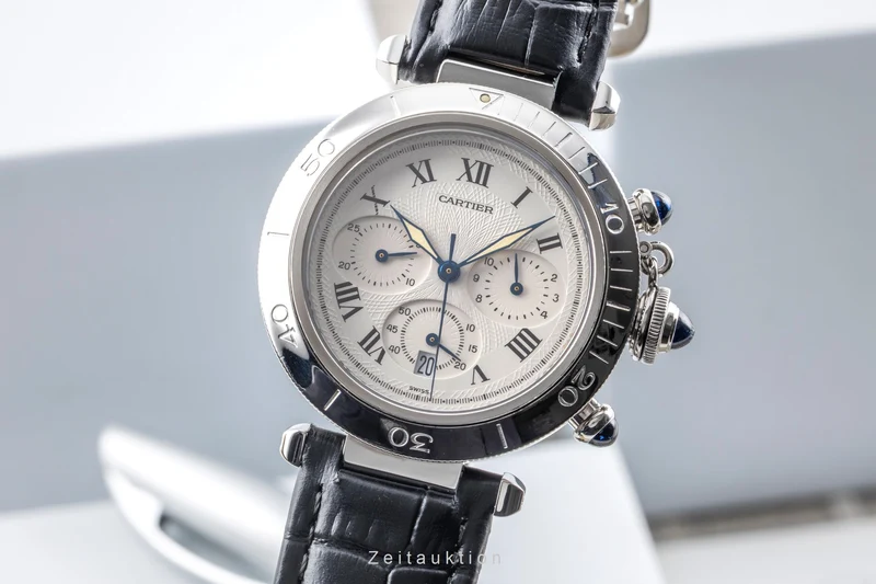 Cartier Pasha chronograph steel quartz men's watch W3101855 [2603612]