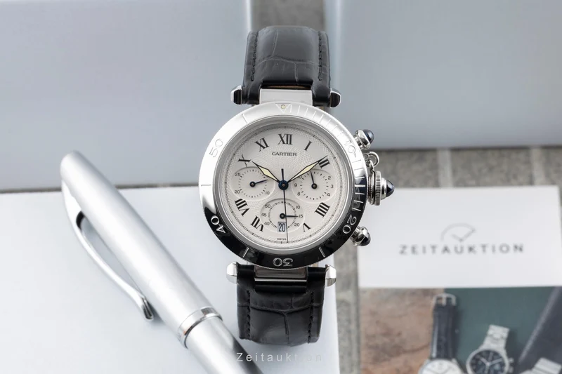 Cartier Pasha chronograph steel quartz men's watch W3101855 [2603612]
