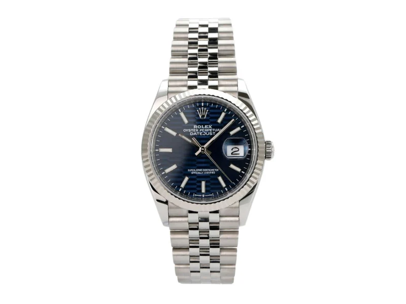 Rolex Datejust 36 Oystersteel Weißgold 126234 Blau Riffelmuster Jubile-Band