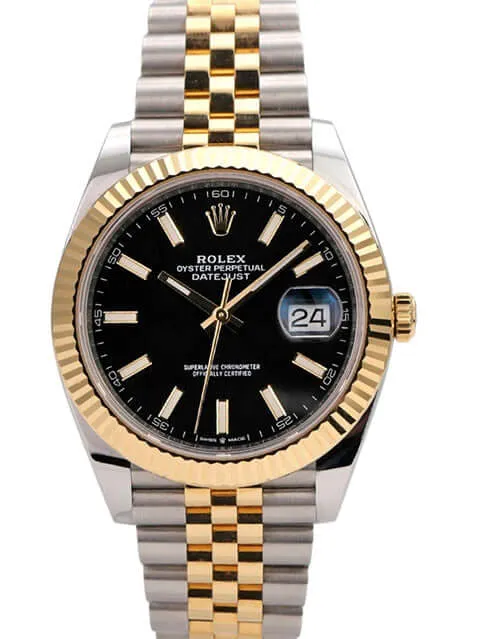 Rolex Datejust 41 Edelstahl Gelbgold 126333 Schwarz Jubile-Band
