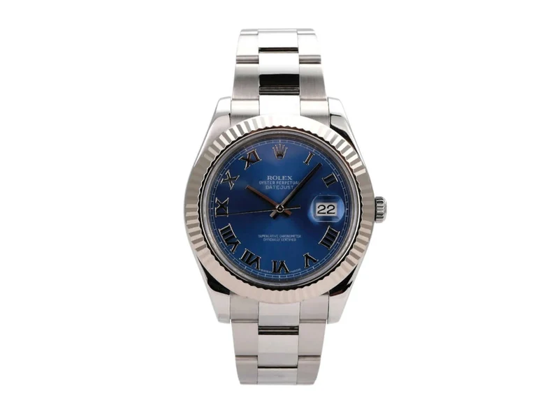Rolex Datejust II 116334 Edelstahl / Weißgold Blau Römisch