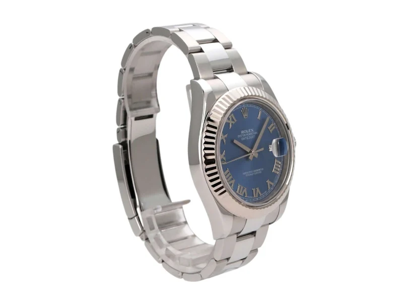Rolex Datejust II 116334 Edelstahl / Weißgold Blau Römisch
