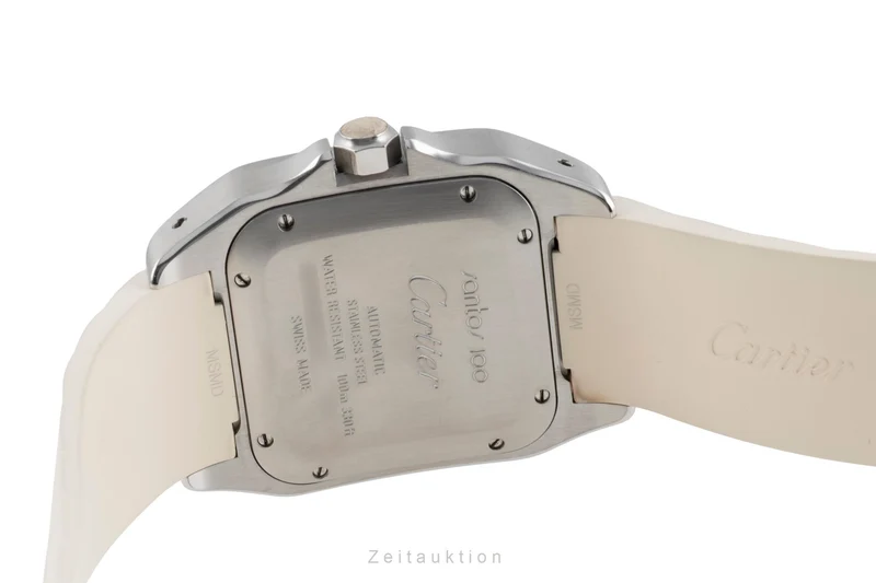 Cartier Santos 100 Steel / rubber automatic men's watch W20122U2 [2507501]