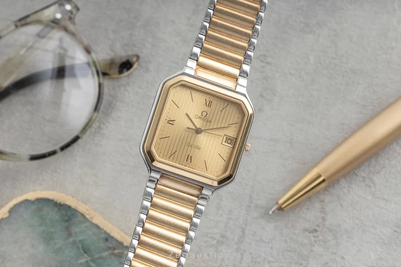 Omega De Ville steel / gold quartz men's watch DL 396.0949 Vintage [2603868]