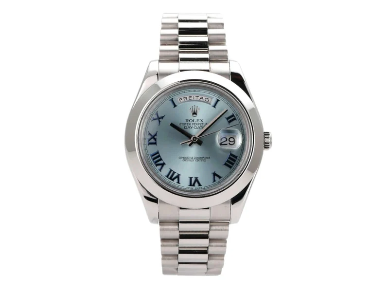 Rolex Day-Date II Platin 218206 Eisblau Römisch