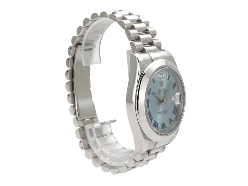 Rolex Day-Date II Platin 218206 Eisblau Römisch