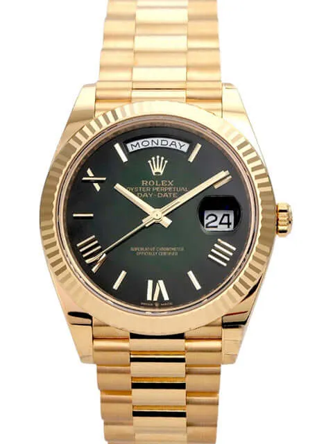 Rolex Day-Date 40 Gelbgold 228238 Grün Ombre Römisch