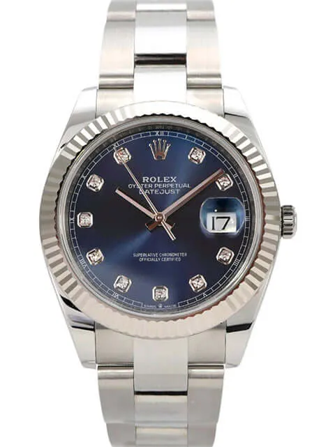 Rolex Datejust 41 Edelstahl Weißgold 126334 Blau Diamant