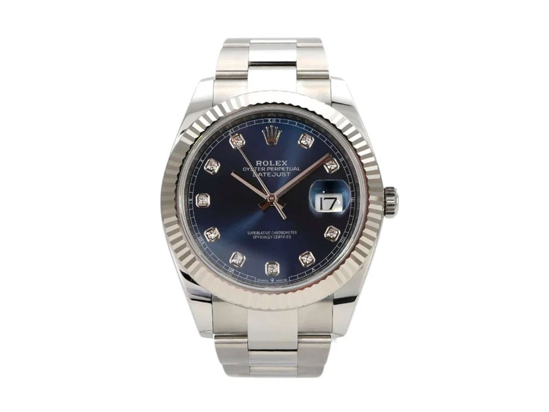 Rolex Datejust 41 Edelstahl Weißgold 126334 Blau Diamant