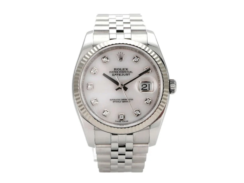 Rolex Datejust 36 Edelstahl Weißgold 116234 Perlmutt DIA Jubile-Band