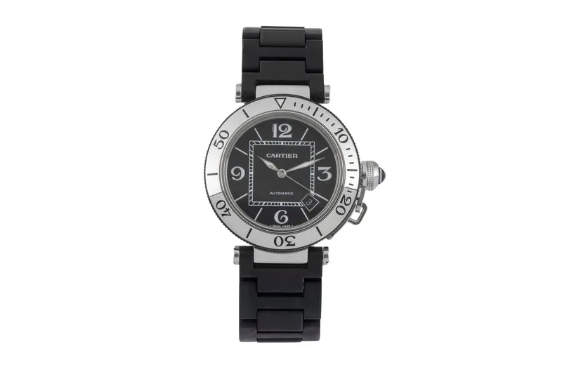Cartier Pasha Seatimer Steel / rubber automatic men's watch W31077U2 [2603834]