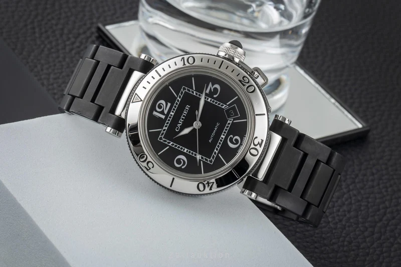Cartier Pasha Seatimer Steel / rubber automatic men's watch W31077U2 [2603834]