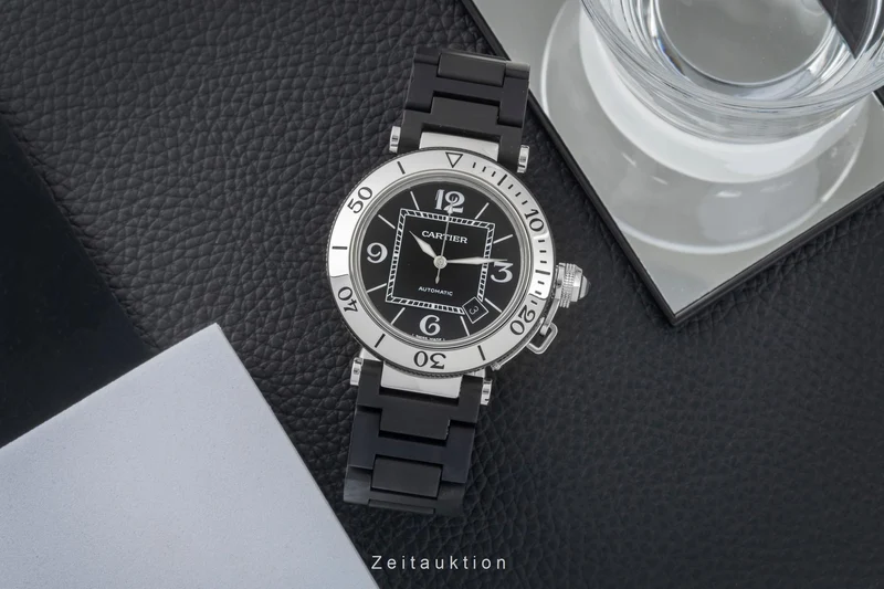 Cartier Pasha Seatimer Steel / rubber automatic men's watch W31077U2 [2603834]