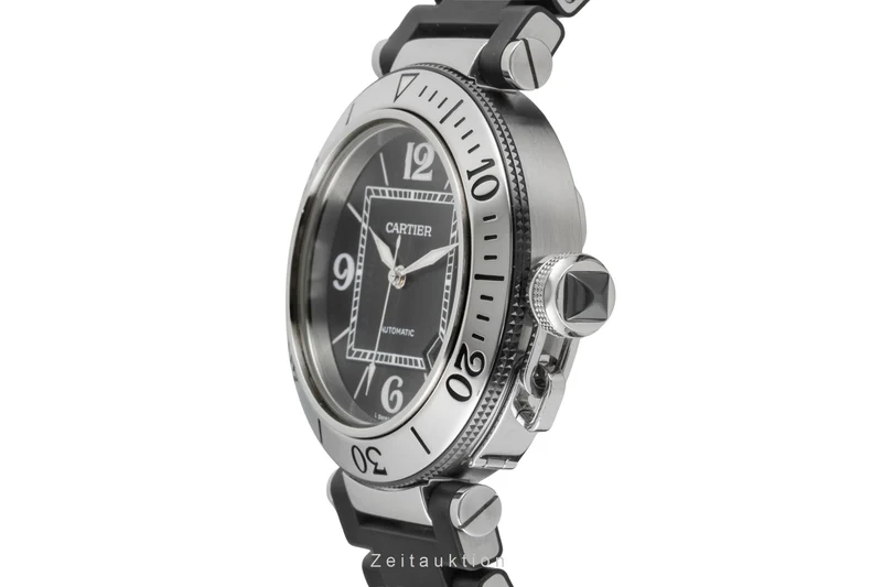 Cartier Pasha Seatimer Steel / rubber automatic men's watch W31077U2 [2603834]