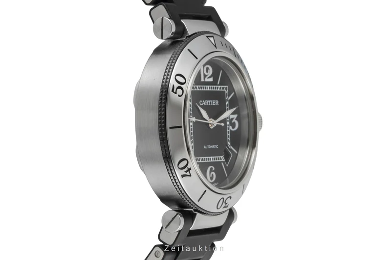 Cartier Pasha Seatimer Steel / rubber automatic men's watch W31077U2 [2603834]
